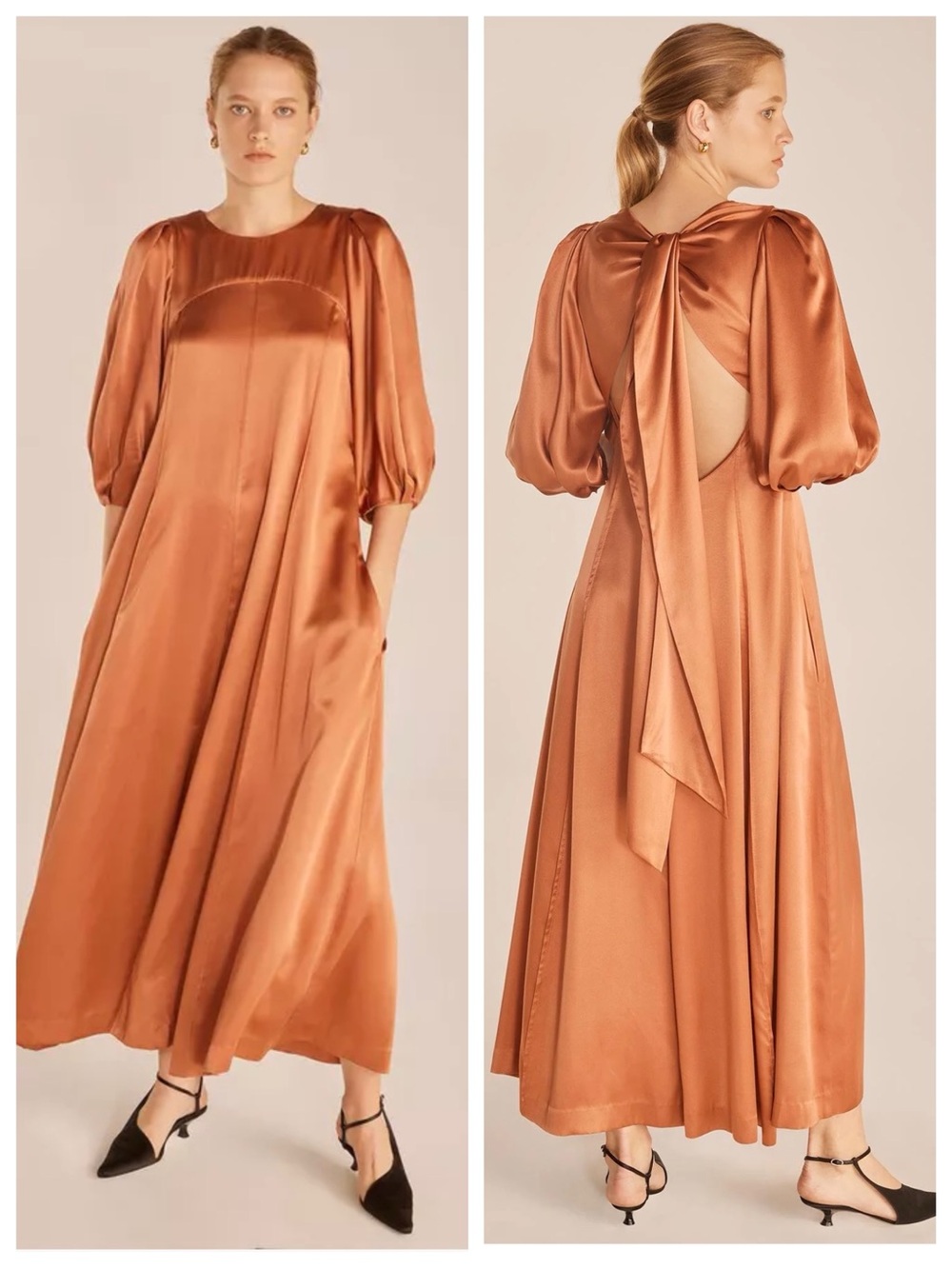 Rebecca Taylor Silky Charmeuse Open Back Dress in Auburn, Small (runs large) - Picture 3 of 10